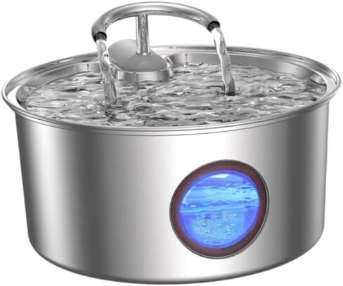 Cat Water Fountain Stainless Steel - 108oz/3.2L Automatic Cat Water Fountain for Drinking with 3 Pcs Filters, Metal Pet Water Fountain Water Dispenser for Cats, Puppy Dogs, Multiple Pets in Saudi Arabia