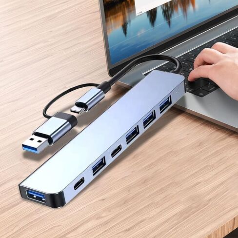 محول نقل بيانات USB 3.0 عالي السرعة 7 في 1، توسيع متعدد المنافذ مع موصلات من النوع C وUSB-A، متوافق مع الأجهزة اللوحية، يدعم جهد التشغيل 5 فولت، يعمل بمنفذ USB in Kuwait