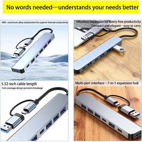 محول نقل بيانات USB 3.0 عالي السرعة 7 في 1، توسيع متعدد المنافذ مع موصلات من النوع C وUSB-A، متوافق مع الأجهزة اللوحية، يدعم جهد التشغيل 5 فولت، يعمل بمنفذ USB in Kuwait