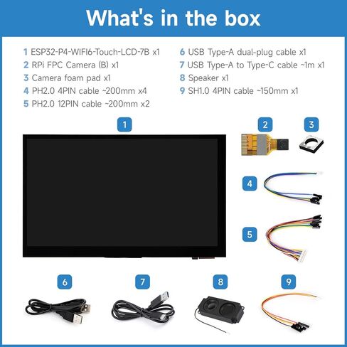 لوحة تطوير KLAYERS ESP32 P4 Wi-Fi 6، مع شاشة لمس 7 بوصة 1024 × 600، ESP32 C6، ثنائي/أحادي النواة RISC-V، MIPI-CSI، USB OTG 2.0 HS، أمان الأجهزة، لحوسبة HMI المتقدمة وحوسبة الحافة، مع حافظة in Kuwait