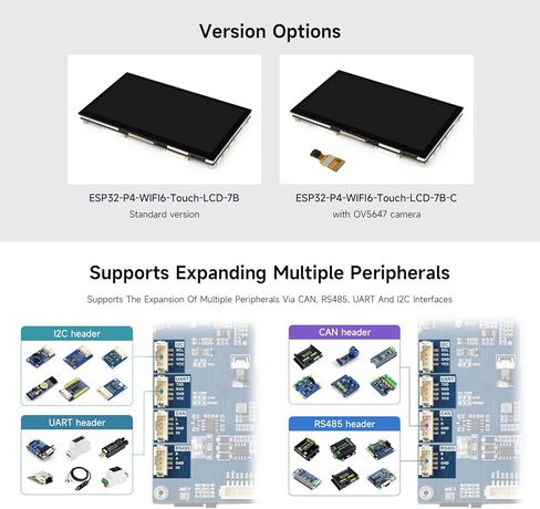لوحة تطوير KLAYERS ESP32 P4 Wi-Fi 6، مع شاشة لمس 7 بوصة 1024 × 600، ESP32 C6، ثنائي/أحادي النواة RISC-V، MIPI-CSI، USB OTG 2.0 HS، أمان الأجهزة، لحوسبة HMI المتقدمة وحوسبة الحافة، مع حافظة in Kuwait