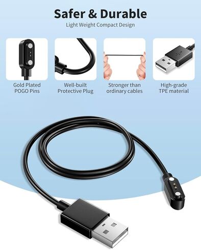 ساعة ذكية شاحن ل Fitpolo GTX12 2Ft/60 سنتيمتر 2 دبوس USB المحمولة المغناطيسي كابل شحن الحبل ل Fitpolo GTX12 ساعة ذكية in Kuwait