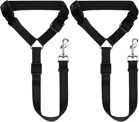 2 Pack Dog Cat Car Harnesses Car Headrest Restraint Adjustable Nylon Fabric Dog Restraints Vehicle Harness, Black+Sky Blue in Saudi Arabia