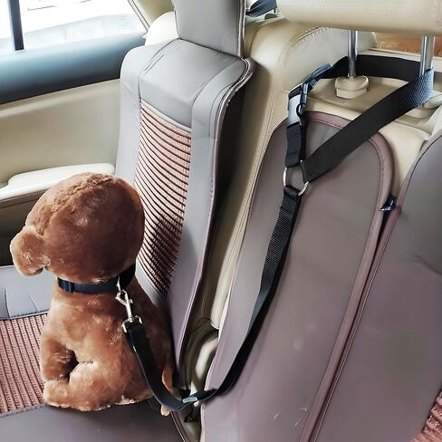 2 Pack Dog Cat Car Harnesses Car Headrest Restraint Adjustable Nylon Fabric Dog Restraints Vehicle Harness, Black+Sky Blue in Saudi Arabia