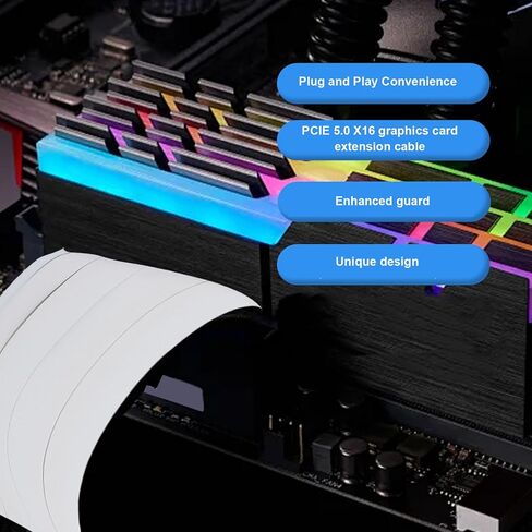 كابل PCIE 5.0 X16 Riser، كابل تمديد GPU مرن عالي السرعة 128 جيجابت في الثانية مع واقي لحالات الكمبيوتر RTX4090 وخوادم الذكاء الاصطناعي للألعاب in Kuwait