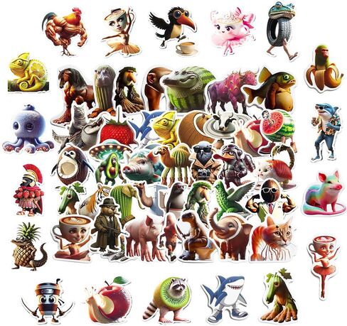 100 قطعة من ملصقات Brainrot الإيطالية - ملصقات مقاومة للماء من الفينيل على شكل حيوانات مضحكة غير متكررة، مزيج لامع ولامع، هدية عطلة للكمبيوتر المحمول والزجاجة والمجلة (مزيج 100) in Kuwait