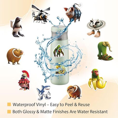 100 قطعة من ملصقات Brainrot الإيطالية - ملصقات مقاومة للماء من الفينيل على شكل حيوانات مضحكة غير متكررة، مزيج لامع ولامع، هدية عطلة للكمبيوتر المحمول والزجاجة والمجلة (مزيج 100) in Kuwait