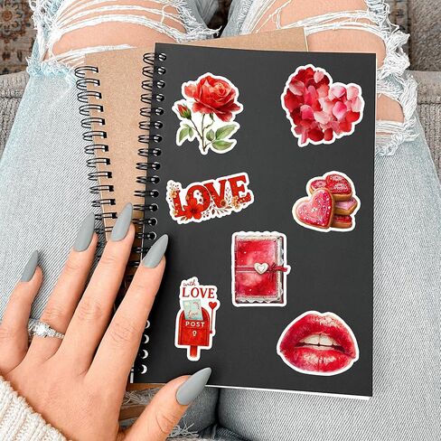 50 Pcs Valentines Day Stickers Cute Valentine Sticker Waterproof Romantic Love Vinyl Decal Laptop Scrapbooking Cards Boxes Water Bottle Party Favors Valentines Gifts for Women Adults in Saudi Arabia