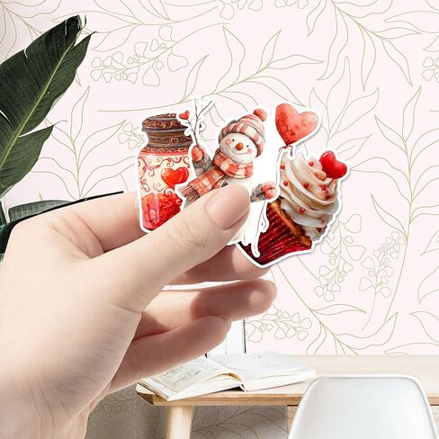 50 Pcs Valentines Day Stickers Cute Valentine Sticker Waterproof Romantic Love Vinyl Decal Laptop Scrapbooking Cards Boxes Water Bottle Party Favors Valentines Gifts for Women Adults in Saudi Arabia