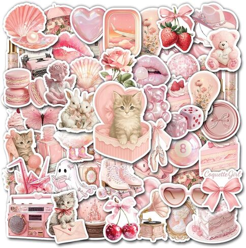 50 Pcs Valentines Day Stickers Cute Valentine Sticker Waterproof Romantic Love Vinyl Decal Laptop Scrapbooking Cards Boxes Water Bottle Party Favors Valentines Gifts for Women Adults in Saudi Arabia