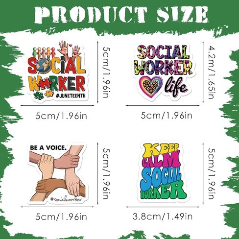 ملصقات هدايا العاملين الاجتماعيين - 100 قطعة من ملصقات الفينيل المقاومة للماء لشهر العمل الاجتماعي للبالغين والنساء العدالة السعيدة التي يجب أن تمتلكها ديكورات تقدير للكمبيوتر المحمول وزجاجة المياه وكتاب اليوميات in Kuwait
