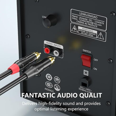 2 RCA Extension Cable, RCA Cable, Gold Plated Heavy Duty 2 RCA Male to Female Stereo Audio Extension Cable (6Feet) in Saudi Arabia