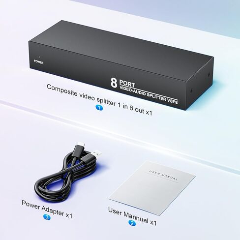 3 RCA Splitter Box 1 in 8 Out, 8 Way Composite RCA AV Distribution Duplicator 1x8, 1 Female to 8 Female, w/Power, Plug&Play, Strong, for Wii PS2 Xbox STB DVD C-VBS in Saudi Arabia