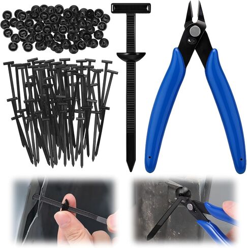 100 Pcs Nylon Universal Cable Tie Buckle with Wire Cutter,Multipurpose Self Locking Zip Tie Clips Automotive,Snap Fit Nylon Fastening Clip for Car Repairs Auto Bumper Fender Liner Fasteners in Saudi Arabia