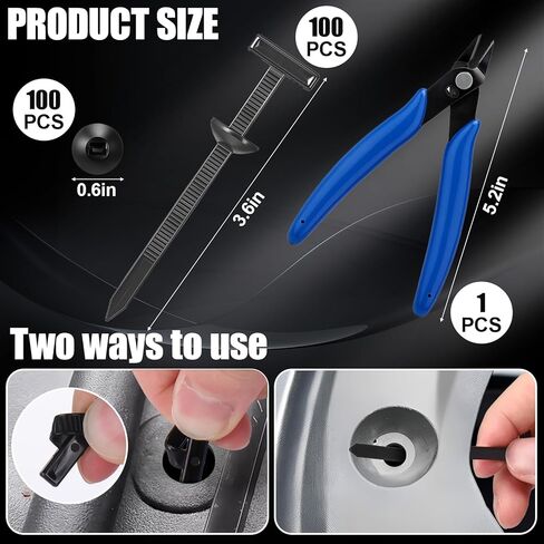 100 Pcs Nylon Universal Cable Tie Buckle with Wire Cutter,Multipurpose Self Locking Zip Tie Clips Automotive,Snap Fit Nylon Fastening Clip for Car Repairs Auto Bumper Fender Liner Fasteners in Saudi Arabia