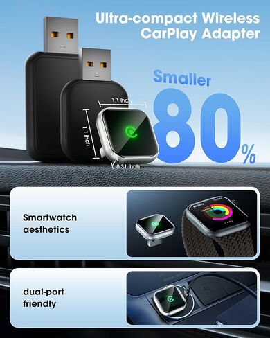 محول Carplay اللاسلكي لجهاز iPhone - يدعم نظام الملاحة GPS، دونجل لاسلكي لـ Apple Carplay، متوافق مع OEM CarPlay السلكي في السيارات (2016 والأحدث) والدراجات النارية in Kuwait