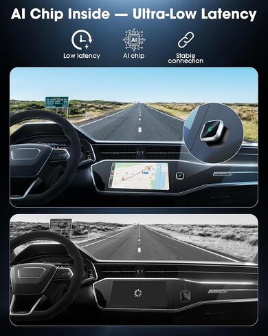 محول Carplay اللاسلكي لجهاز iPhone - يدعم نظام الملاحة GPS، دونجل لاسلكي لـ Apple Carplay، متوافق مع OEM CarPlay السلكي في السيارات (2016 والأحدث) والدراجات النارية in Kuwait