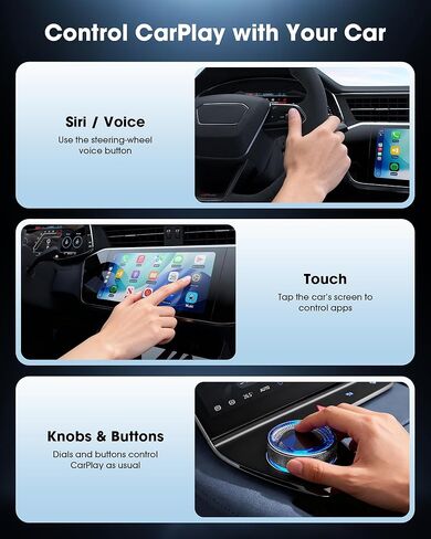 محول Carplay اللاسلكي لجهاز iPhone - يدعم نظام الملاحة GPS، دونجل لاسلكي لـ Apple Carplay، متوافق مع OEM CarPlay السلكي في السيارات (2016 والأحدث) والدراجات النارية in Kuwait