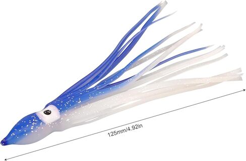 30pcs Luminous Squid Fishing Lures, Glow Octopus Skirts Squid Skirts Trolling Lures, Trolling Saltwater Baits Soft Fishing Lure for Bass Salmon in Saudi Arabia
