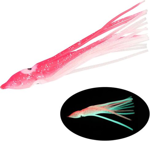 30pcs Luminous Squid Fishing Lures, Glow Octopus Skirts Squid Skirts Trolling Lures, Trolling Saltwater Baits Soft Fishing Lure for Bass Salmon in Saudi Arabia