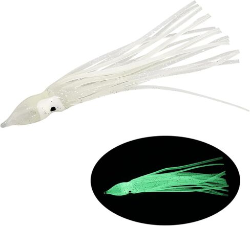 30pcs Luminous Squid Fishing Lures, Glow Octopus Skirts Squid Skirts Trolling Lures, Trolling Saltwater Baits Soft Fishing Lure for Bass Salmon in Saudi Arabia