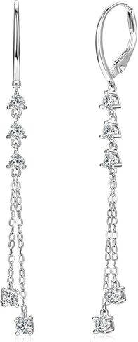 Moissanite Drop Dangle Earrings for Women 925 Sterling Silver Leverback Earring D-E Color VVS1 Clarity Hypoallergenic Jewelry Promise Birthday Christmas with Certificate in Saudi Arabia