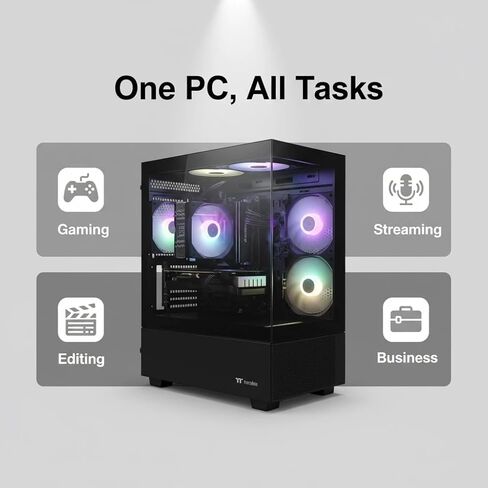 AIGAMEPC Gaming Desktop Computer, Core i7-10th, RTX 3060 12G, 16G DDR4, 1T M.2 SSD, BX3 550W 80PLUS Bronze PSU, WiFi 5, RGB Fan x5, Windows 11 Home, prebuilt Gaming PC, Black in Saudi Arabia