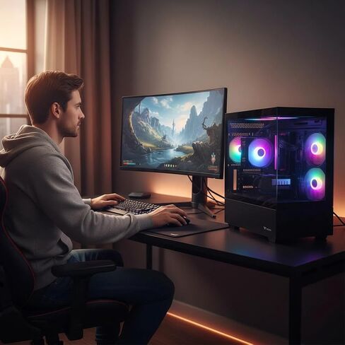 AIGAMEPC Gaming Desktop Computer, Core i7-10th, RTX 3060 12G, 16G DDR4, 1T M.2 SSD, BX3 550W 80PLUS Bronze PSU, WiFi 5, RGB Fan x5, Windows 11 Home, prebuilt Gaming PC, Black in Saudi Arabia