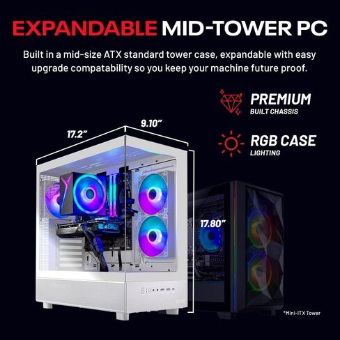 كمبيوتر Skytech Gaming Azure 3 للألعاب، AMD Ryzen 7 5700 3.7 جيجا هرتز، NVIDIA RTX 5060، 1 تيرابايت NVMe SSD، 32 جيجابايت DDR4 RAM 3200، 650 واط Gold PSU، Wi-Fi، Win 11، سطح المكتب in Kuwait
