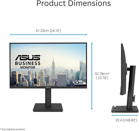 ASUS 27" 1440P Business Monitor (BE27AQG) - QHD (2560x1440), IPS, 120Hz, Ergonomic Design, Speakers, Height Adjustable, Power Sync, Eye Care, VESA Wall Mountable, 3 yr Warranty TAA Compliant in Saudi Arabia