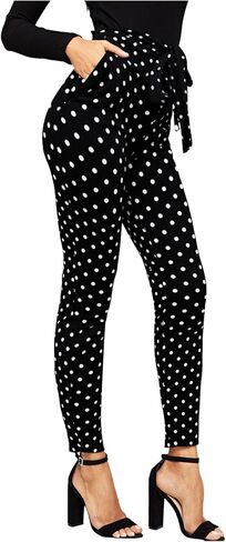 WDIRARA Women's Stretchy Plaid Print Pants Soft Skinny Regular Fashion Leggings in Kuwait