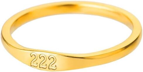 PAMTIER Women's Stainless Steel Angel Number Ring Gold Dainty Personalized Numerology Signet Ring for Her in Saudi Arabia