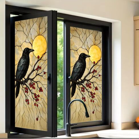 KKYEJLQYI Frosted Window Privacy Film Tropical Forest Butterfly Design Static Cling Glass Sticker for Bathroom Kitchen in Saudi Arabia