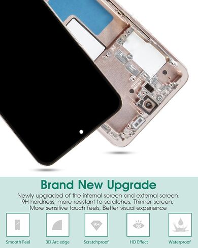【US Version】 OLED for Samsung S22 5G Screen Replacement for Samsung Galaxy S22 5G SM-S901B G901U G901A G901W Digitizer Touch Screen Assembly with Frame (Gold, with Fingerprint) in Saudi Arabia