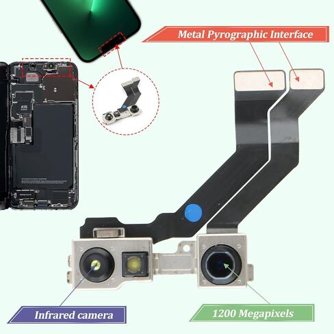 YWLRONG لهاتف iPhone 13 Pro Max استبدال الكاميرا الأمامية لهاتف iPhone 13 Pro Max A2641 A2643 A2644 A2645 A2484 الكاميرا الأمامية مع كابلات مرنة إصلاح 12 ميجابكسل مع أدوات in Saudi Arabia