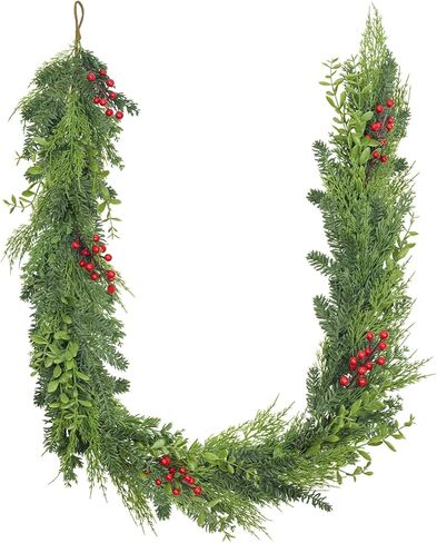 GOVIRAYE 6FT Artificial Eucalyptus Garland – Non-Shedding Greenery Vine for Farmhouse, Wedding & Home Decor in Saudi Arabia