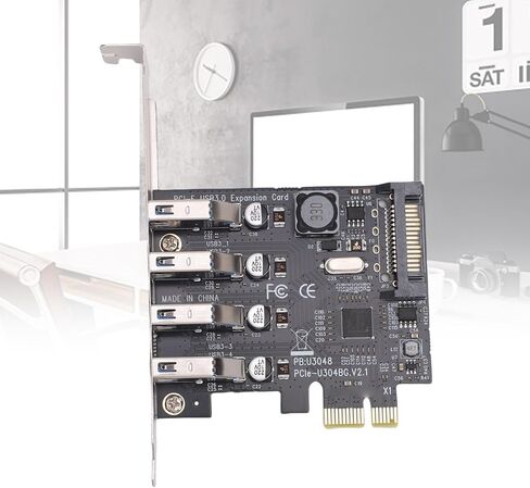 GOWENIC PCI E USB3.0 Expansion Card, 5Gbps Ultra Speed 4 Ports, with 1 USB 3.0 PCI E Expansion Card, 1 Driver CD, and 2 Mounting Screws, for Wins 11 10 8 X 7 in Kuwait