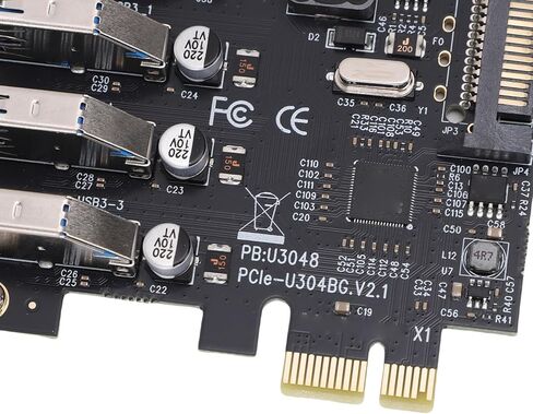GOWENIC PCI E USB3.0 Expansion Card, 5Gbps Ultra Speed 4 Ports, with 1 USB 3.0 PCI E Expansion Card, 1 Driver CD, and 2 Mounting Screws, for Wins 11 10 8 X 7 in Kuwait