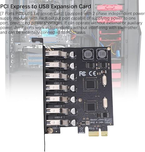 بطاقة توسيع GOWENIC 7 منافذ PCIE USB 3.0، نقل عالي السرعة 5 جيجابت في الثانية، مصدر طاقة ثابت، من أجل Wins 11 10 8 7 in Kuwait