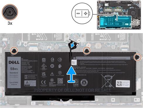 DELL 07KRV 15.2V 58Wh بطارية ليثيوم أيون 4 خلايا لـ DELL Latitude 5330/5330 2 في 1، Latitude 7330/7330 2 في 1، Latitude 7430/7430 2 في 1، Latitude 7530، Latitude 5430، Latitude 5530، Precision 3570 جهاز كمبيوتر محمول in Kuwait