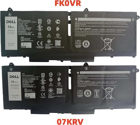 DELL 07KRV 15.2V 58Wh بطارية ليثيوم أيون 4 خلايا لـ DELL Latitude 5330/5330 2 في 1، Latitude 7330/7330 2 في 1، Latitude 7430/7430 2 في 1، Latitude 7530، Latitude 5430، Latitude 5530، Precision 3570 جهاز كمبيوتر محمول in Kuwait