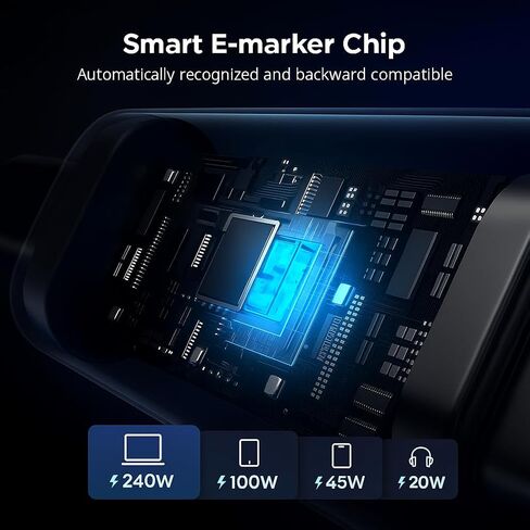 LITO 240W USB C to USB C Cable with TFT Color Screen, PD 3.1 Fast Charging Premium 48-Strand Nylon Braided Cord Compatible with iPhone 17/16/15, MacBook, Laptop,Tablet, Galaxy, Pixel, Steam Deck,4ft in Kuwait