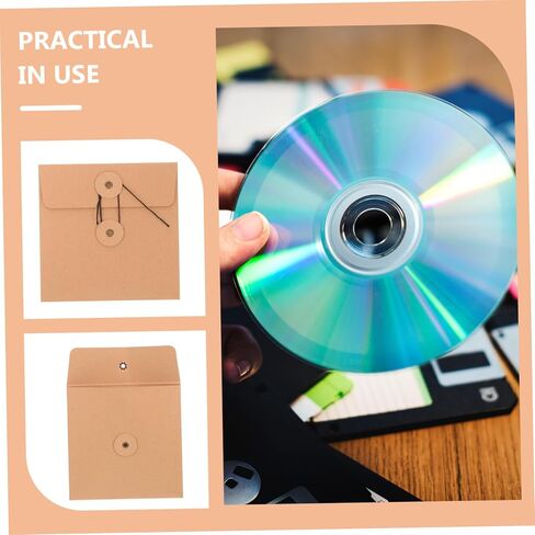 DOITOOL 10Pcs Kraft Paper CD Dvd Sleeves Envelopes for Disc Storage Paper Cases for Organizing and Dvds and Music Lovers in Saudi Arabia