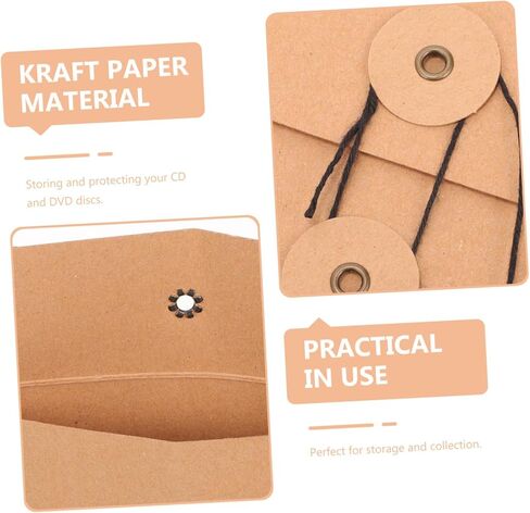 DOITOOL 10Pcs Kraft Paper CD Dvd Sleeves Envelopes for Disc Storage Paper Cases for Organizing and Dvds and Music Lovers in Saudi Arabia