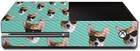 MightySkins Carbon Fiber Skin for Microsoft Xbox One - Cool Corgi | Protective, Durable Textured Carbon Fiber Finish | Easy to Apply, Remove, and Change Styles | Made in The USA in Saudi Arabia