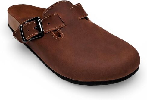 Genuine Leather Clog Mule with Adjustable Buckle - Handcrafted Mexican Slip-On Comfort Shoe, Anti-Slip Sole, Casual Everyday Wear - Model 3112 in Saudi Arabia