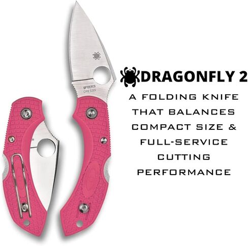 سكين جيب Spyderco Dragonfly 2 قابل للطي مع شفرة فولاذية 2.2 بوصة CPM S30V ومقبض FRN - سكين EDC للرجال والنساء، مثالي للصيد والتكتيكي والتخييم والبقاء على قيد الحياة - PlainEdge - C28FPPNS30V2 in Saudi Arabia