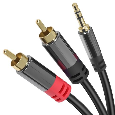 3.5mm to RCA Audio Cable, Aux to RCA Cable with Gold-Plated Connectors, Durable PVC Jacket – Aux Adapter for Phone, Laptop, Mixer, Speaker, Car Stereo, Home Theater, Amplifier, 6ft in Saudi Arabia
