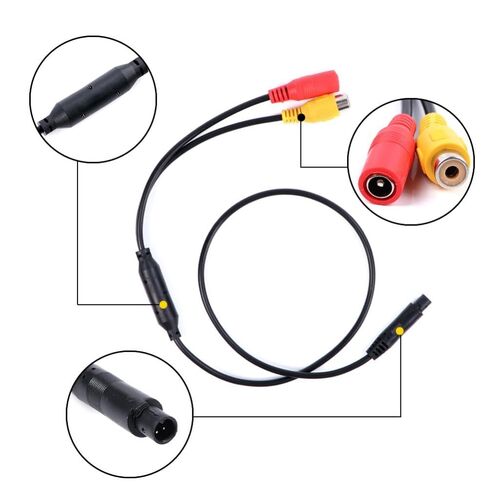 TheCoolCube 4-Pin Male Backup Reverse Camera Car Universal to CVBS RCA Female Connector Signal Power Adapter Wire Harness Audio Cables in Saudi Arabia