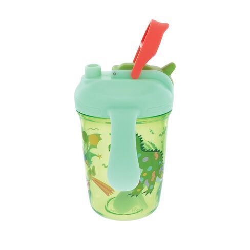 Nuby Multi-Function 2-in-1 Toddler Cup with 360° Weighted Straw and Hard Spout - 8 oz - Easy Grip Handles and Flip-It Top - 4+ Months - Dinosaurs in Saudi Arabia